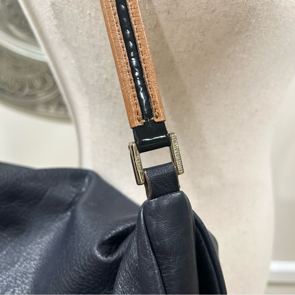 Anya Hindmarch Black Leather Shoulder Bag with Brown Strap and Tassel - Picture 6 of 12